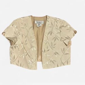 Elegant Cream Leaf Pattern Blazer